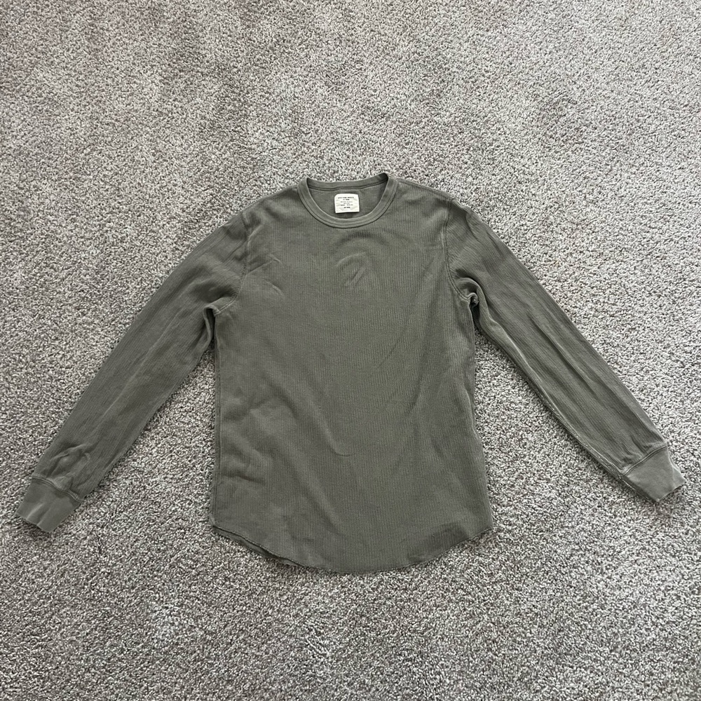 Buck Mason Olive Long-Sleeve Waffle Crew
